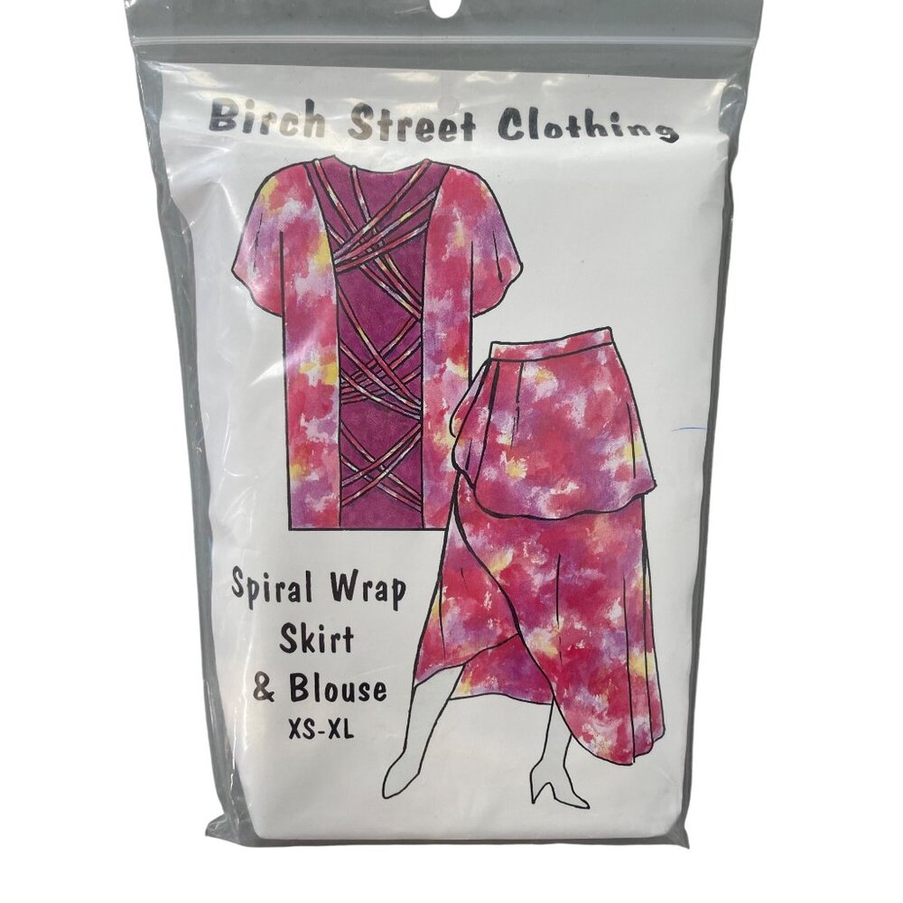 90s Birch Street Clothing Spiral Wrap Skirt and Blouse Pattern Size XS-XL UNCUT